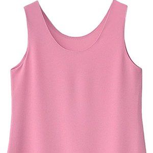 MINUOYI Chiffon Round Neck Double-Layers Loose Cami Shirt Vest Tank Top